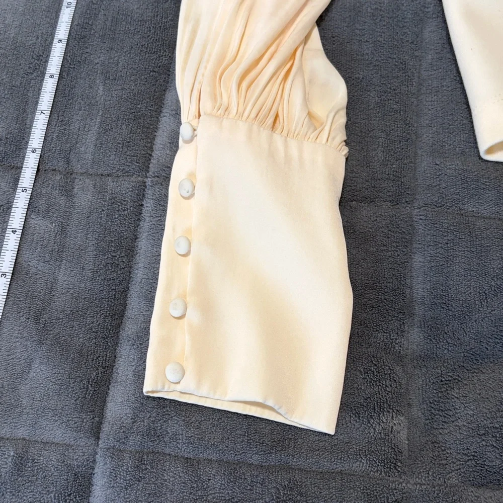 Anthropologie Cream Blouse with Puff Sleeves